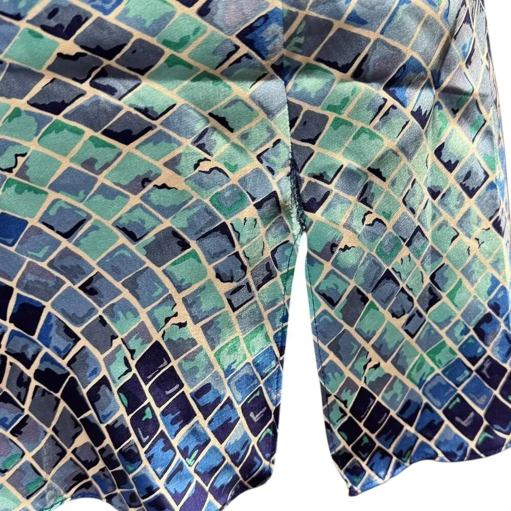 Victoria's Secret Vintage 90s Blue Green Pattern Lace Night Gown XS
